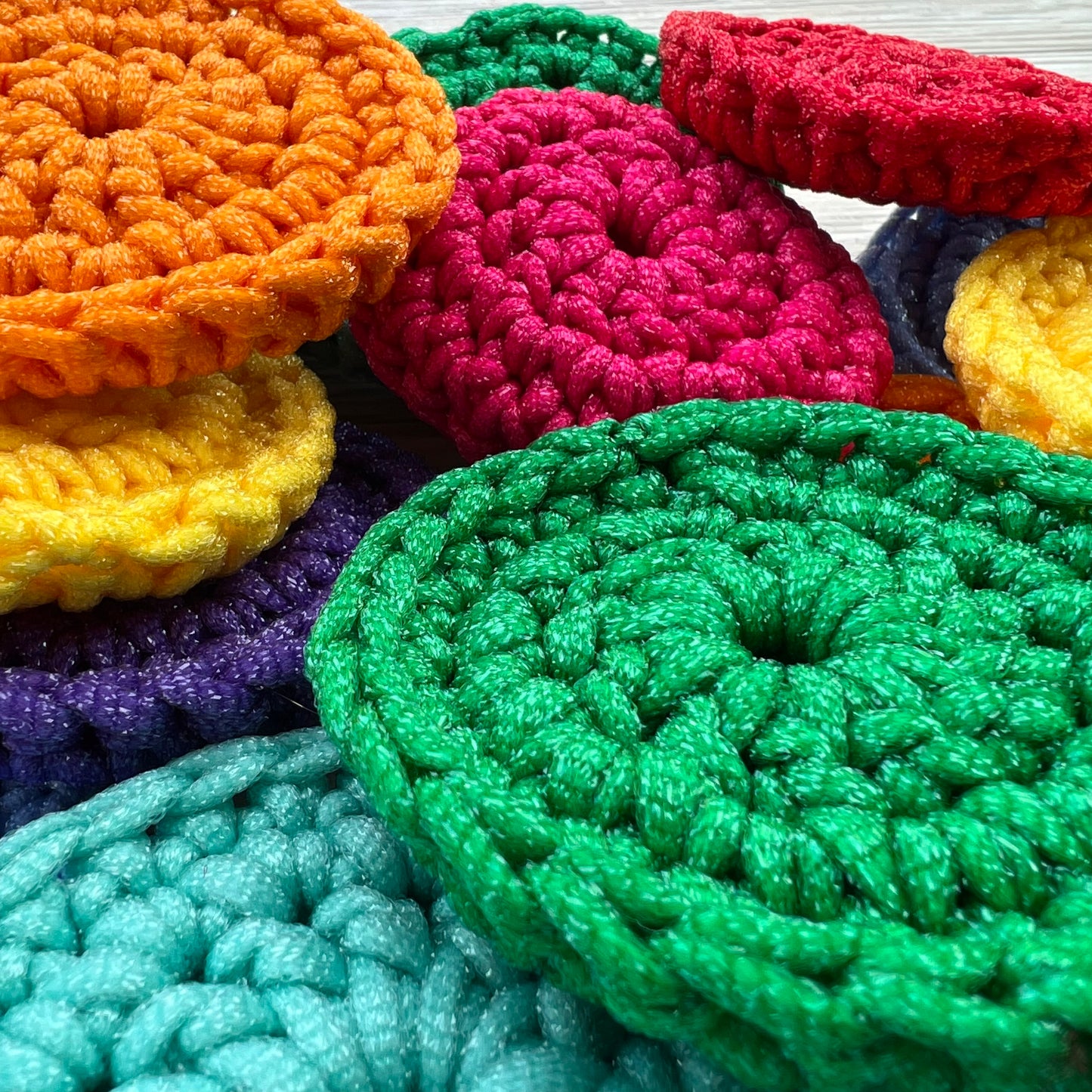 Aqua Nylon Crocheted Dish Scrubby