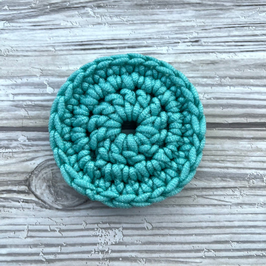 Aqua Nylon Crocheted Dish Scrubby
