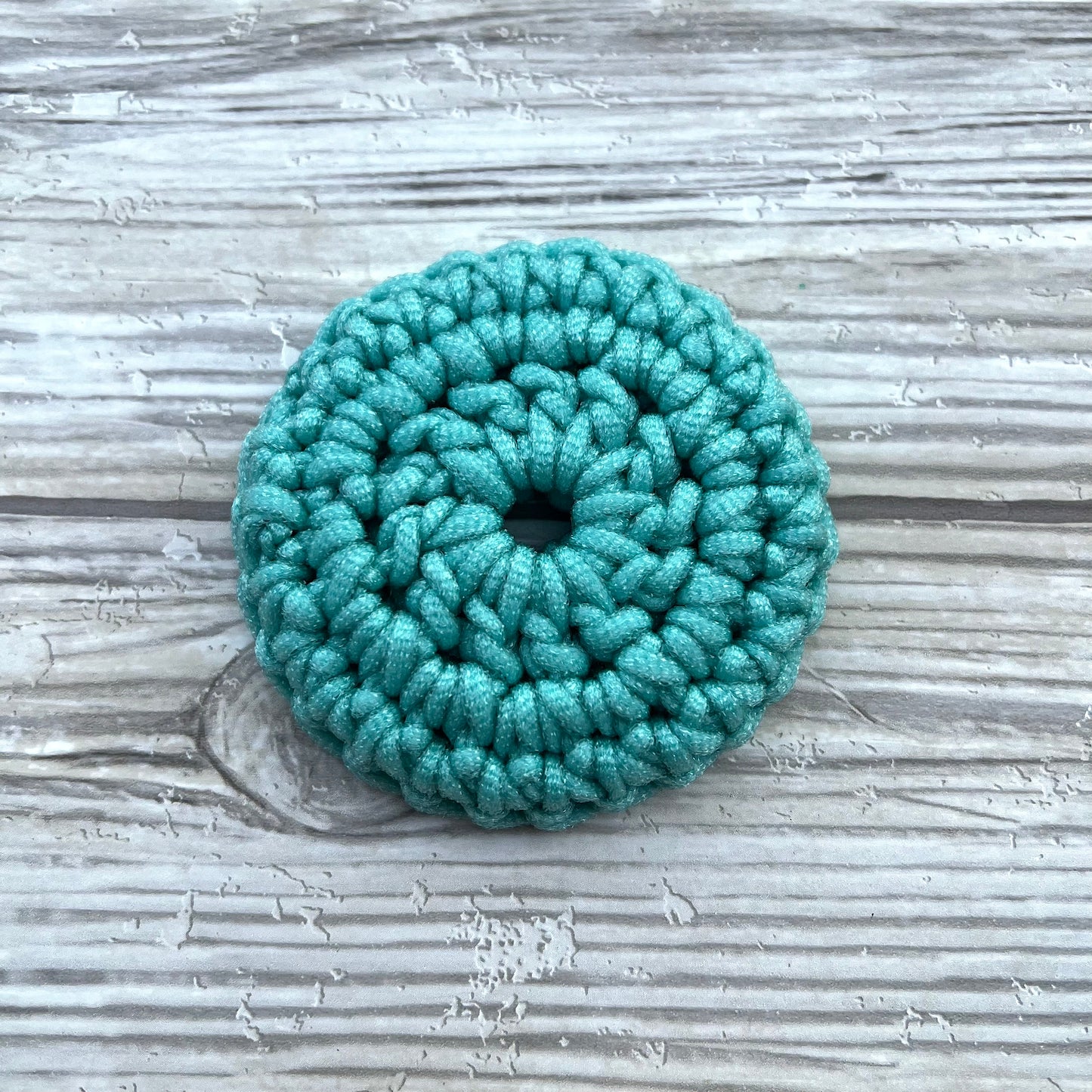 Aqua Nylon Crocheted Dish Scrubby