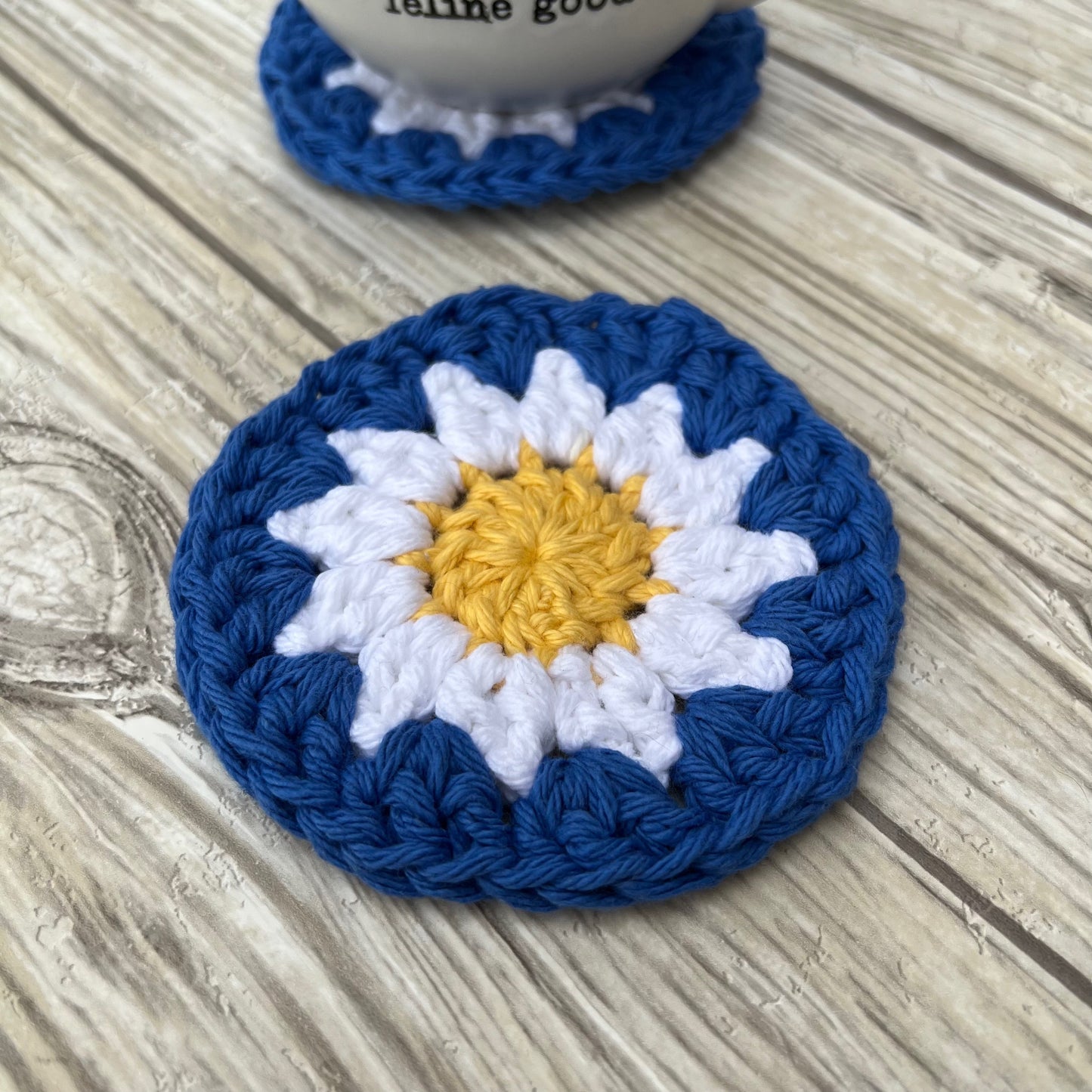 Dazzle Blue Daisy Coaster