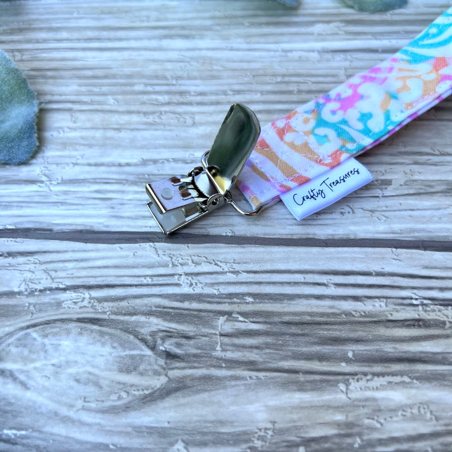 Pastel Animal Print Pacifier Clip