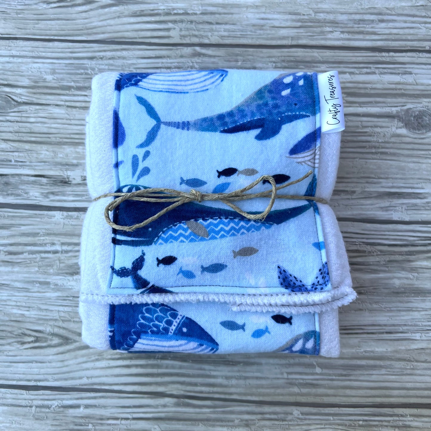 Blue Whales Burp Cloth Set