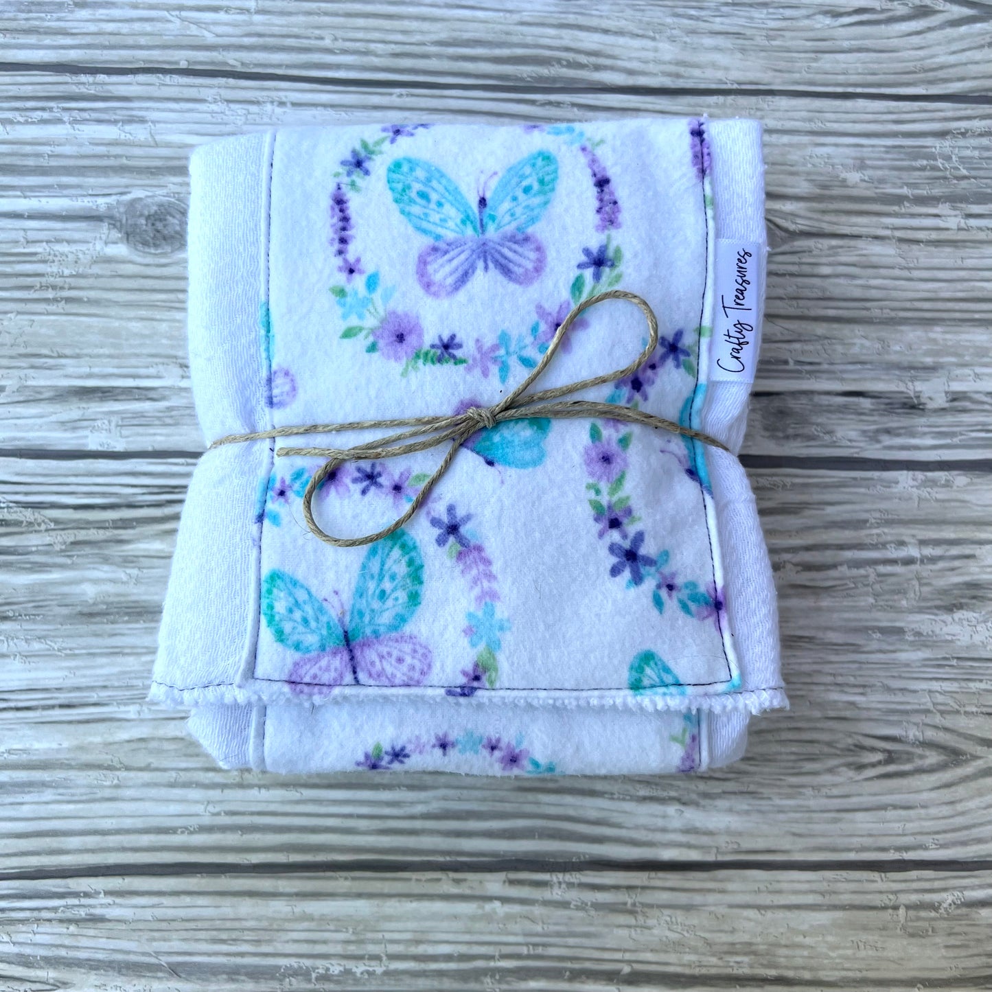 Purple + Aqua Butterflies Burp Cloth Set