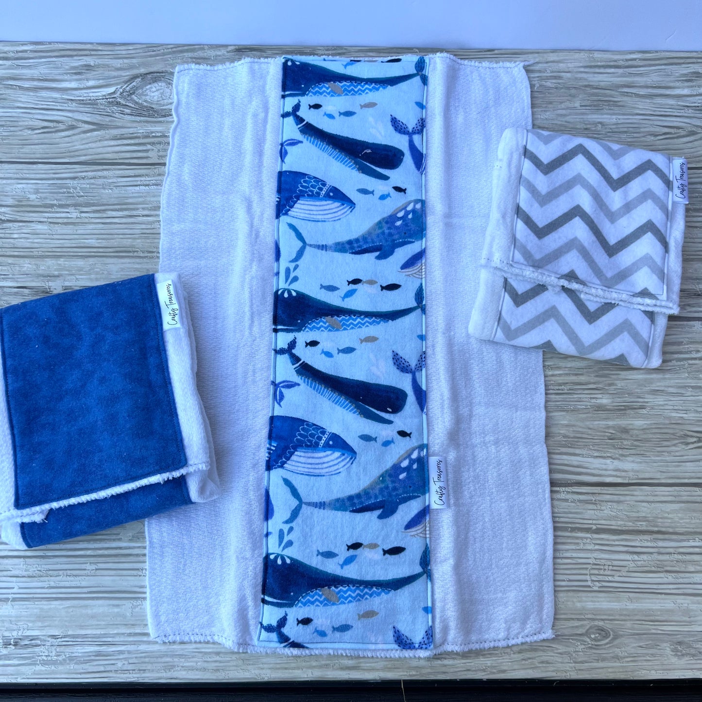 Blue Whales Burp Cloth Set