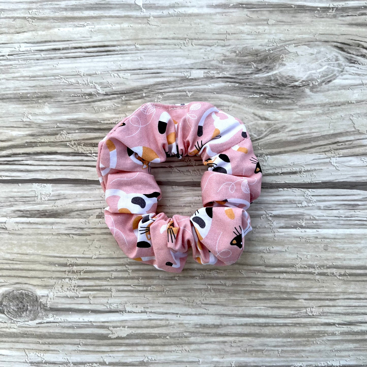 Pink Playful Cats Cotton Scrunchie