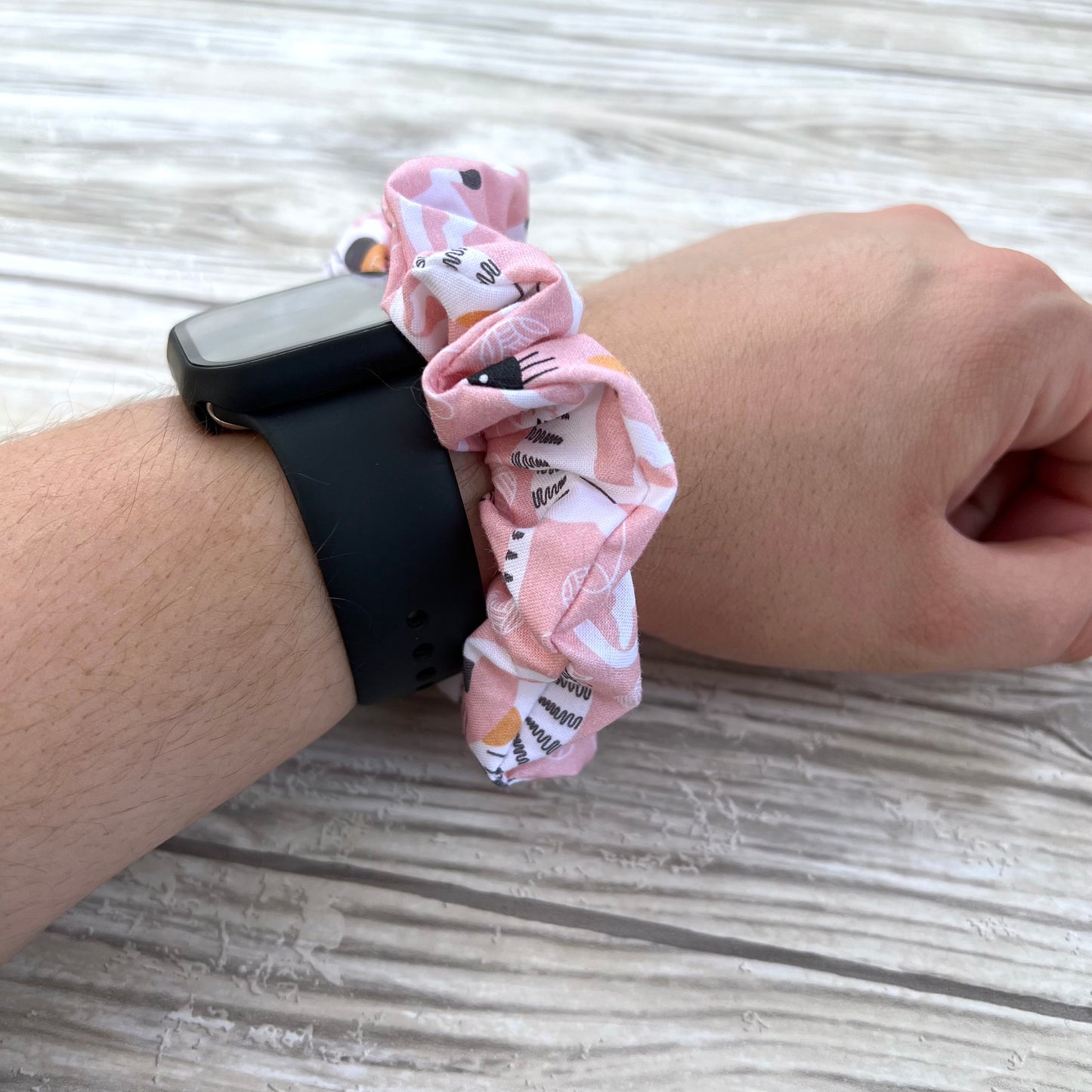 Pink Playful Cats Cotton Scrunchie