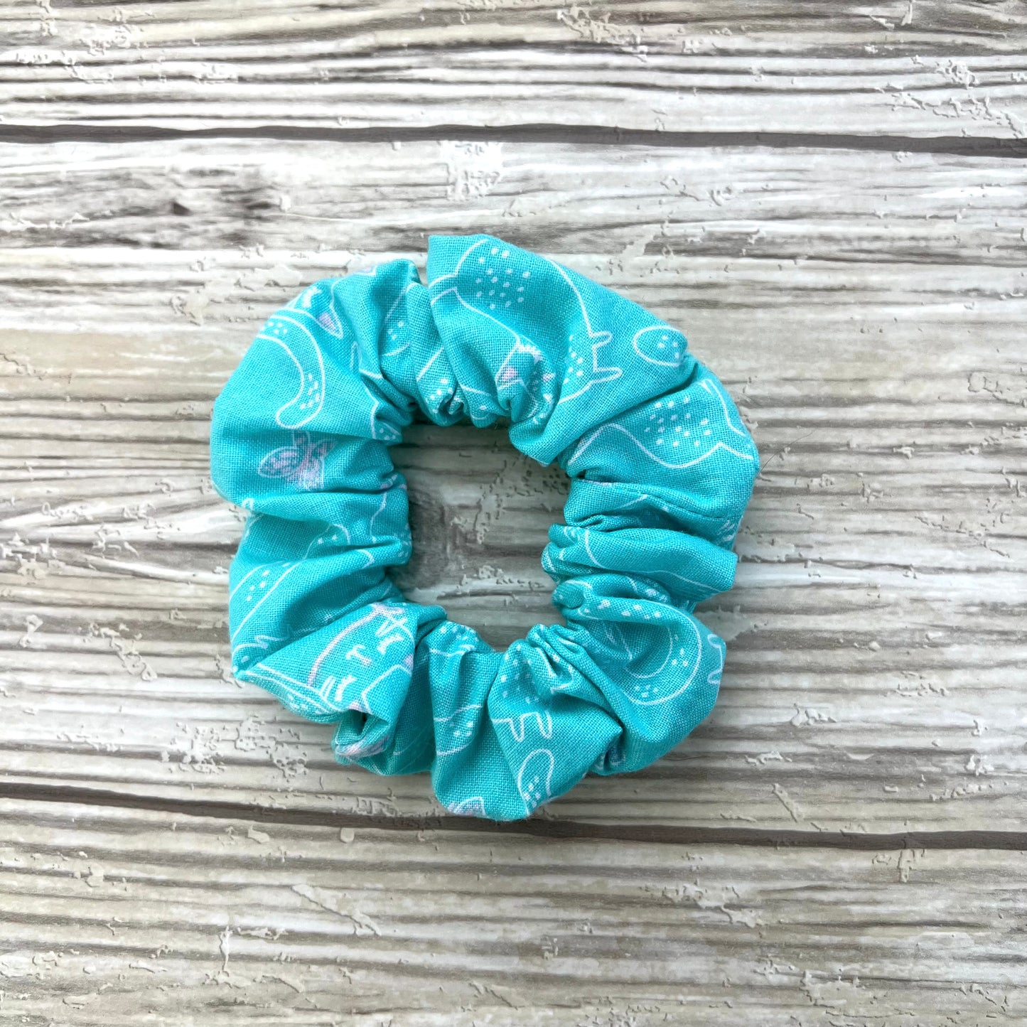 Aqua Cats Cotton Scrunchie