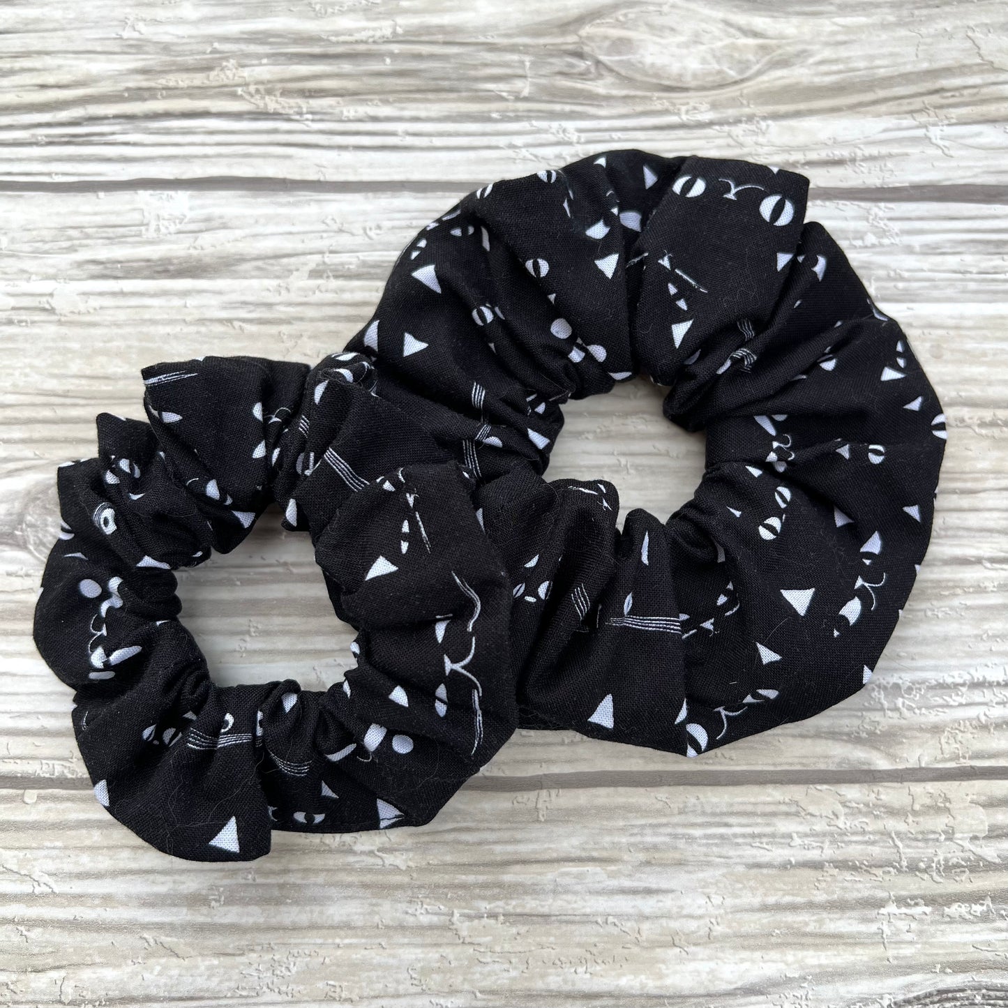 Black Cat Faces Cotton Scrunchie