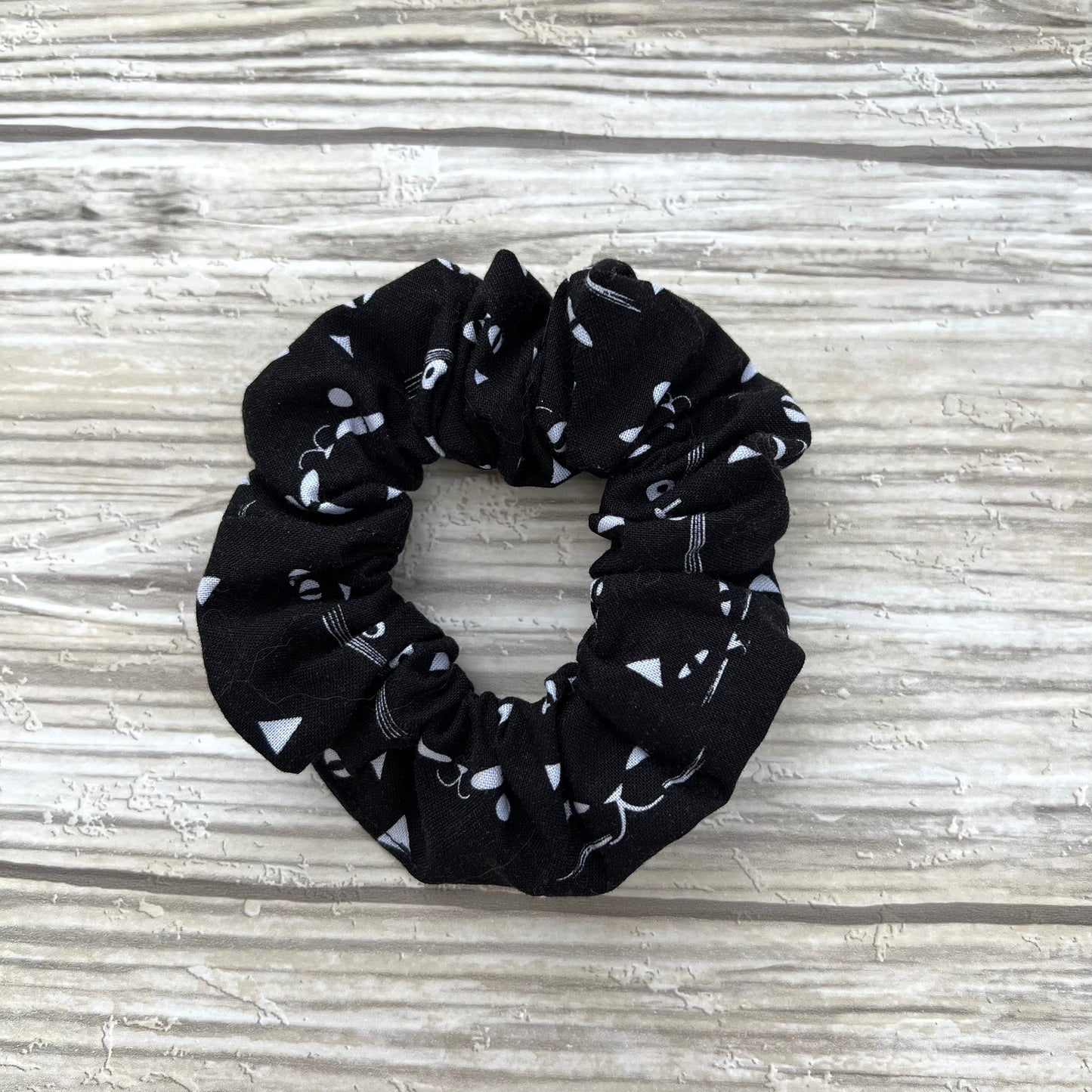 Black Cat Faces Cotton Scrunchie