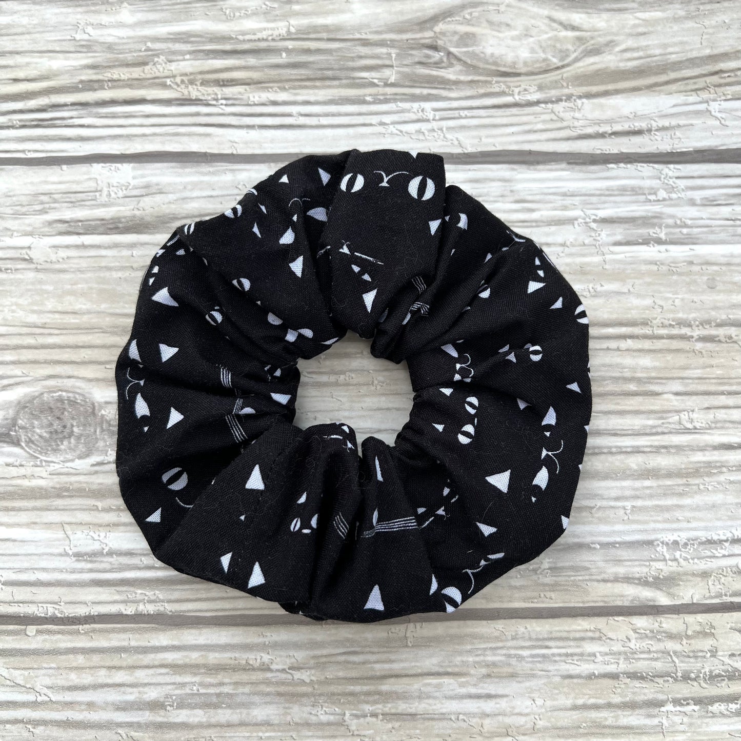 Black Cat Faces Cotton Scrunchie