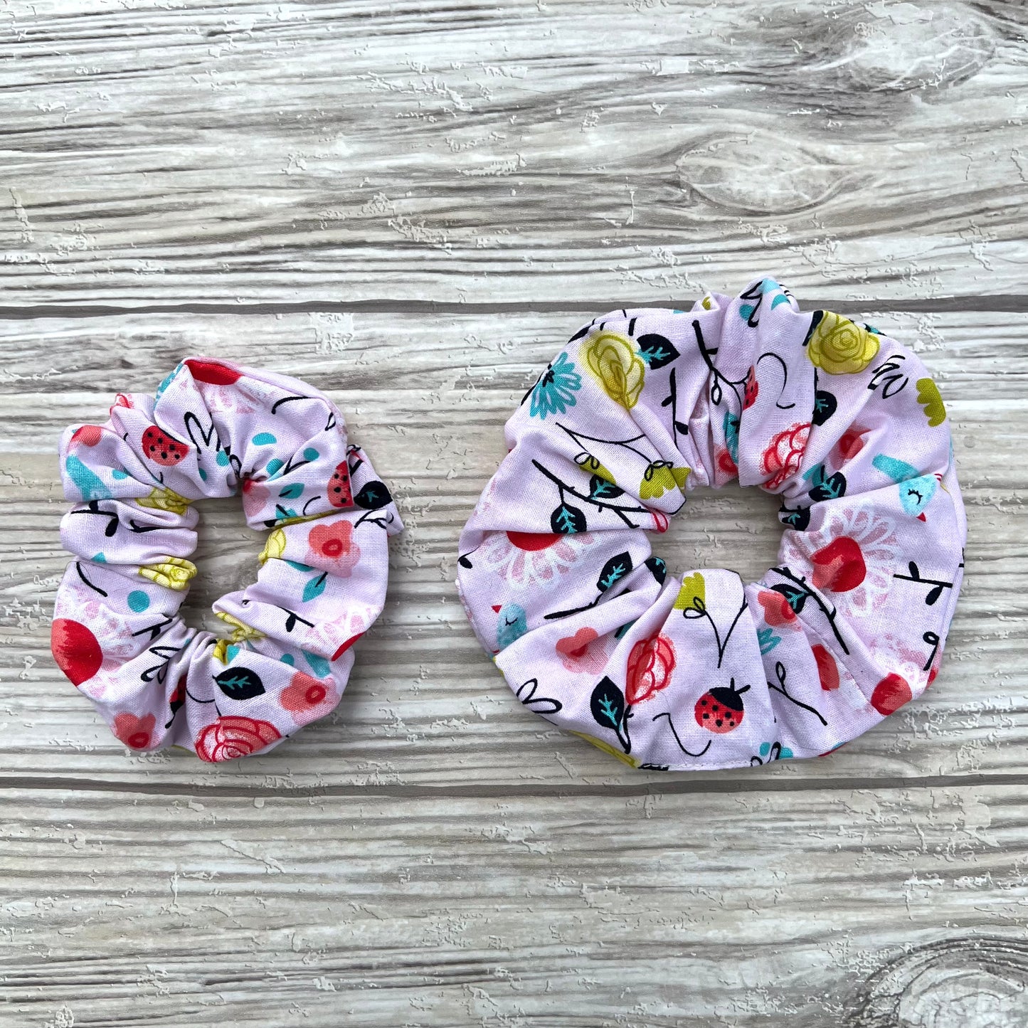 Pink Floral Cotton Scrunchie