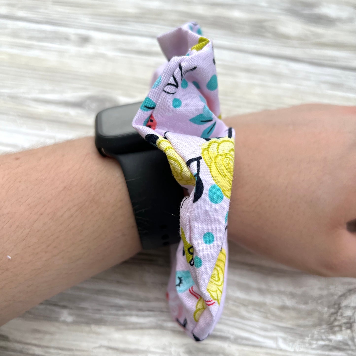 Pink Floral Cotton Scrunchie