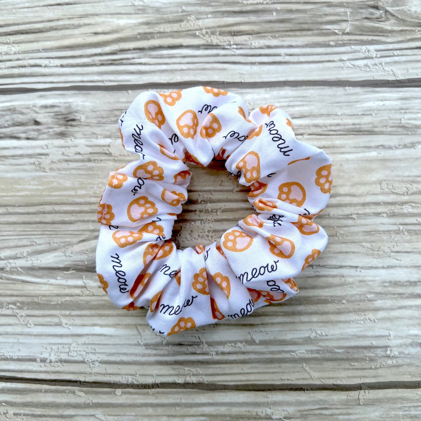 White Cat's Meow Cotton Scrunchie