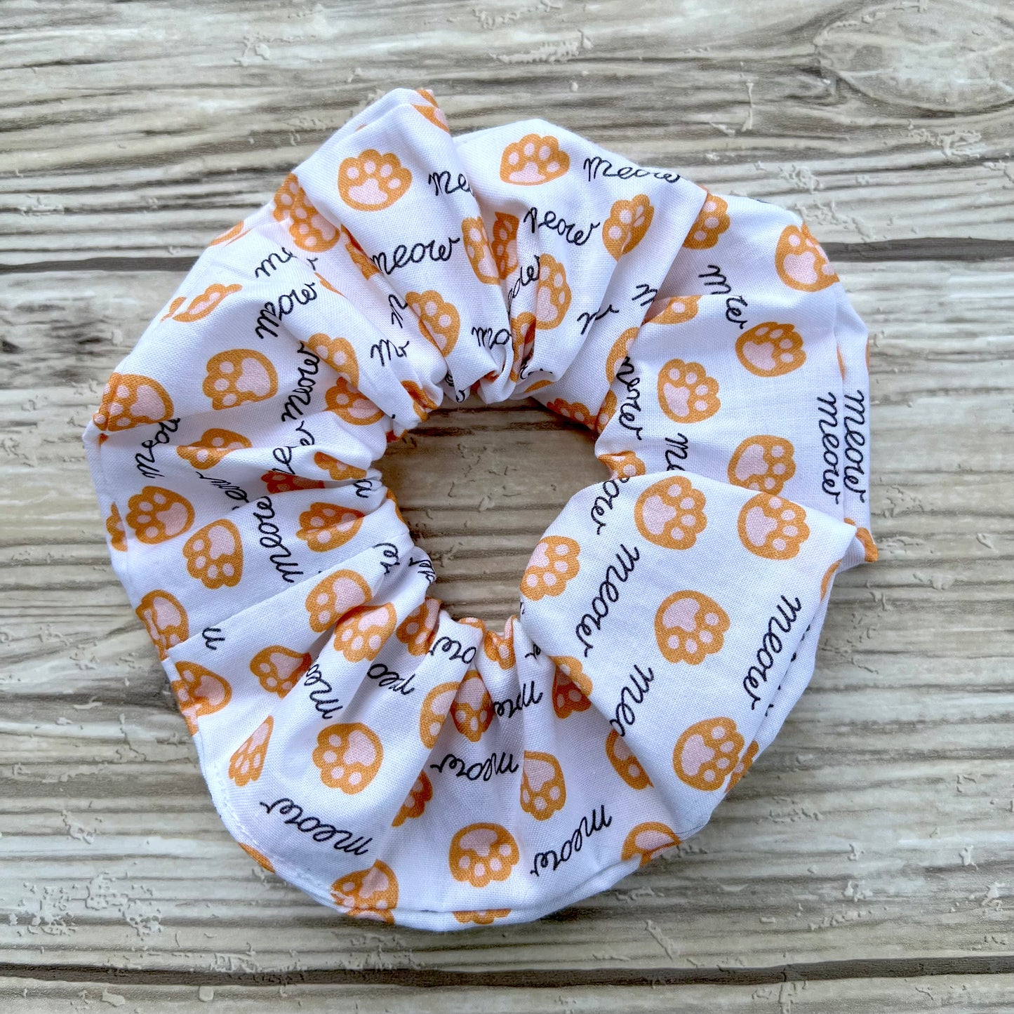 White Cat's Meow Cotton Scrunchie