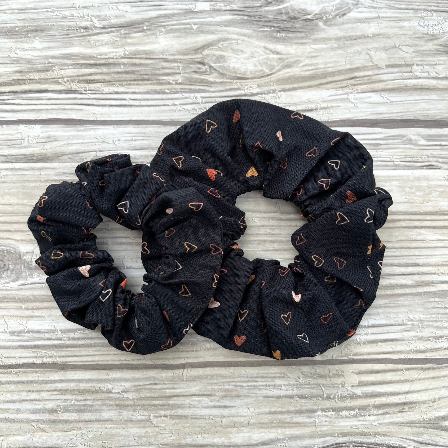 Black Hearts Cotton Scrunchie