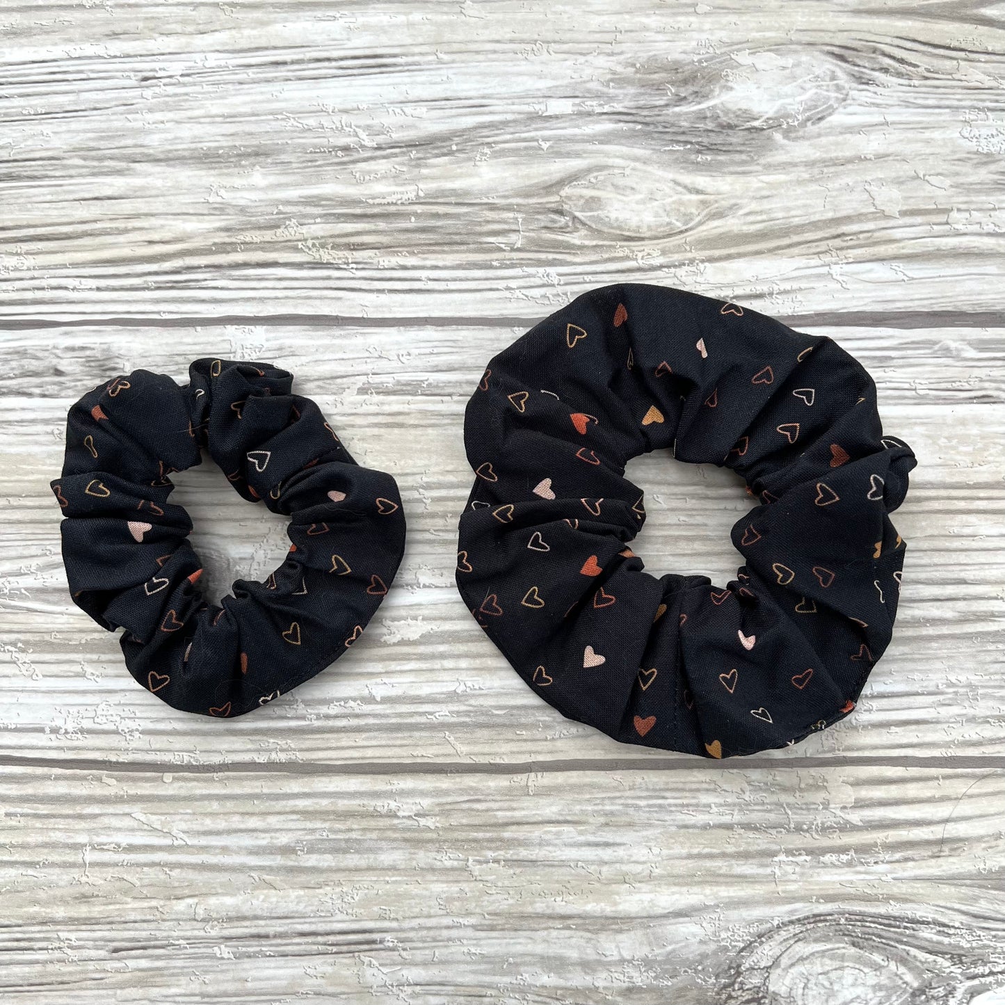 Black Hearts Cotton Scrunchie