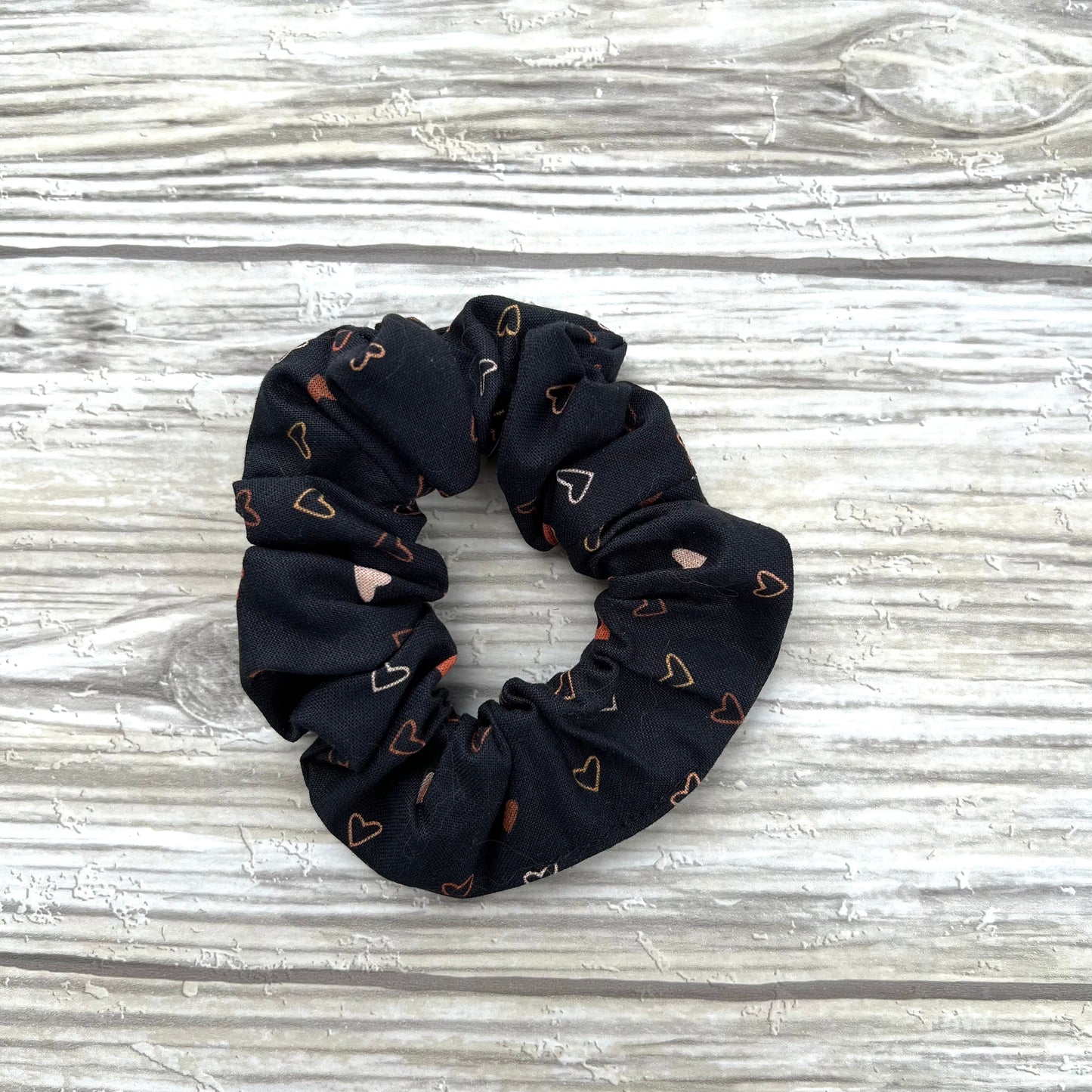 Black Hearts Cotton Scrunchie