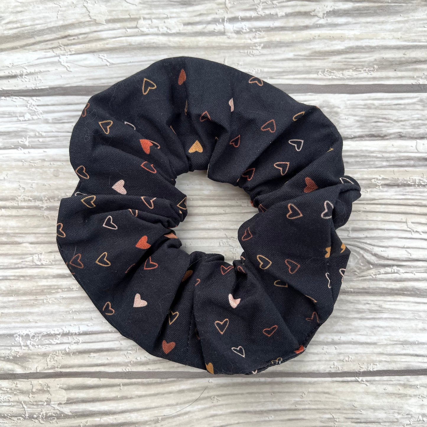 Black Hearts Cotton Scrunchie