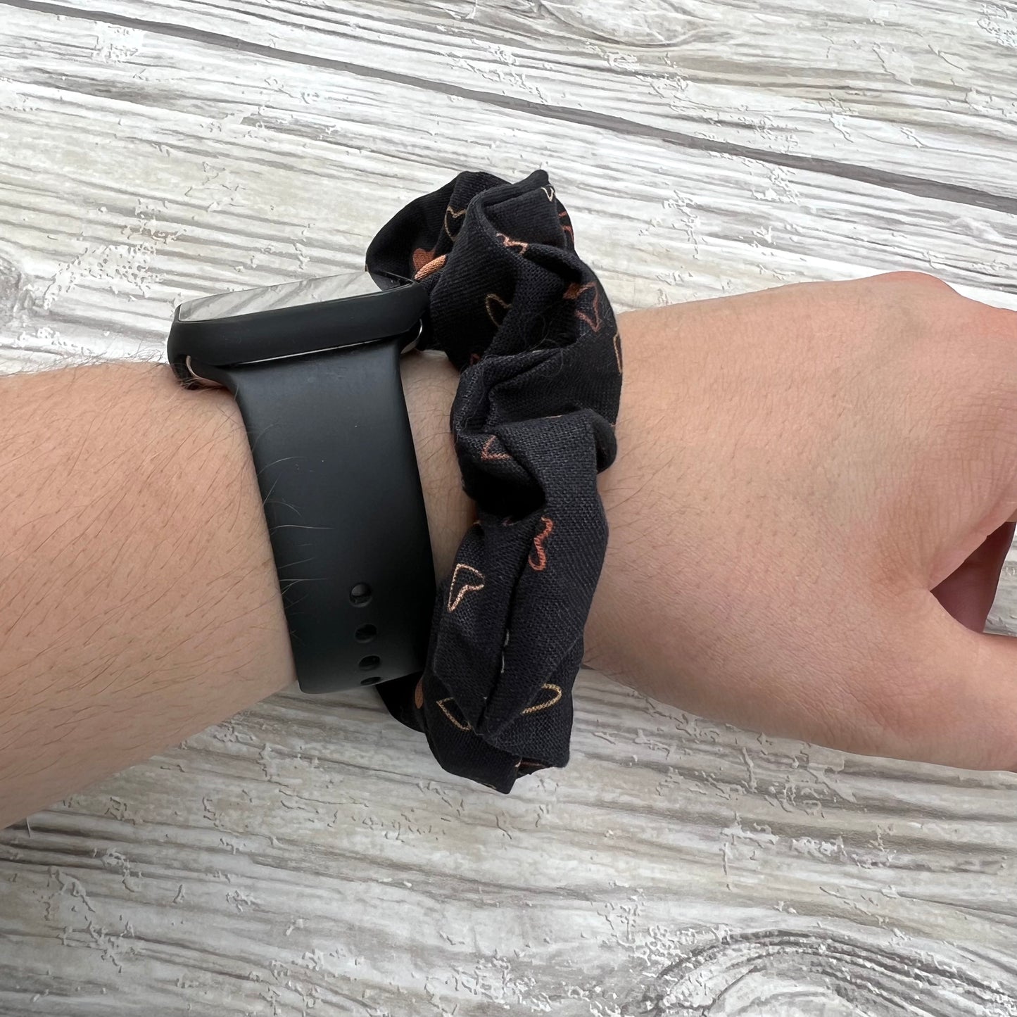 Black Hearts Cotton Scrunchie