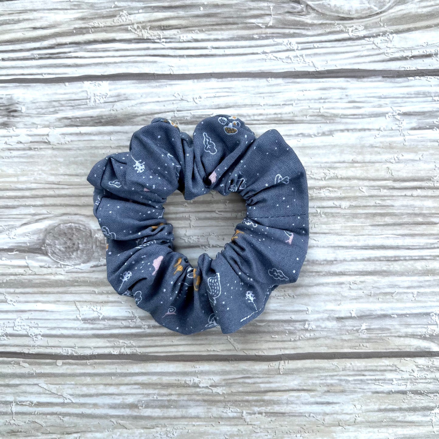 Light Blue Forest Friends Cotton Scrunchie