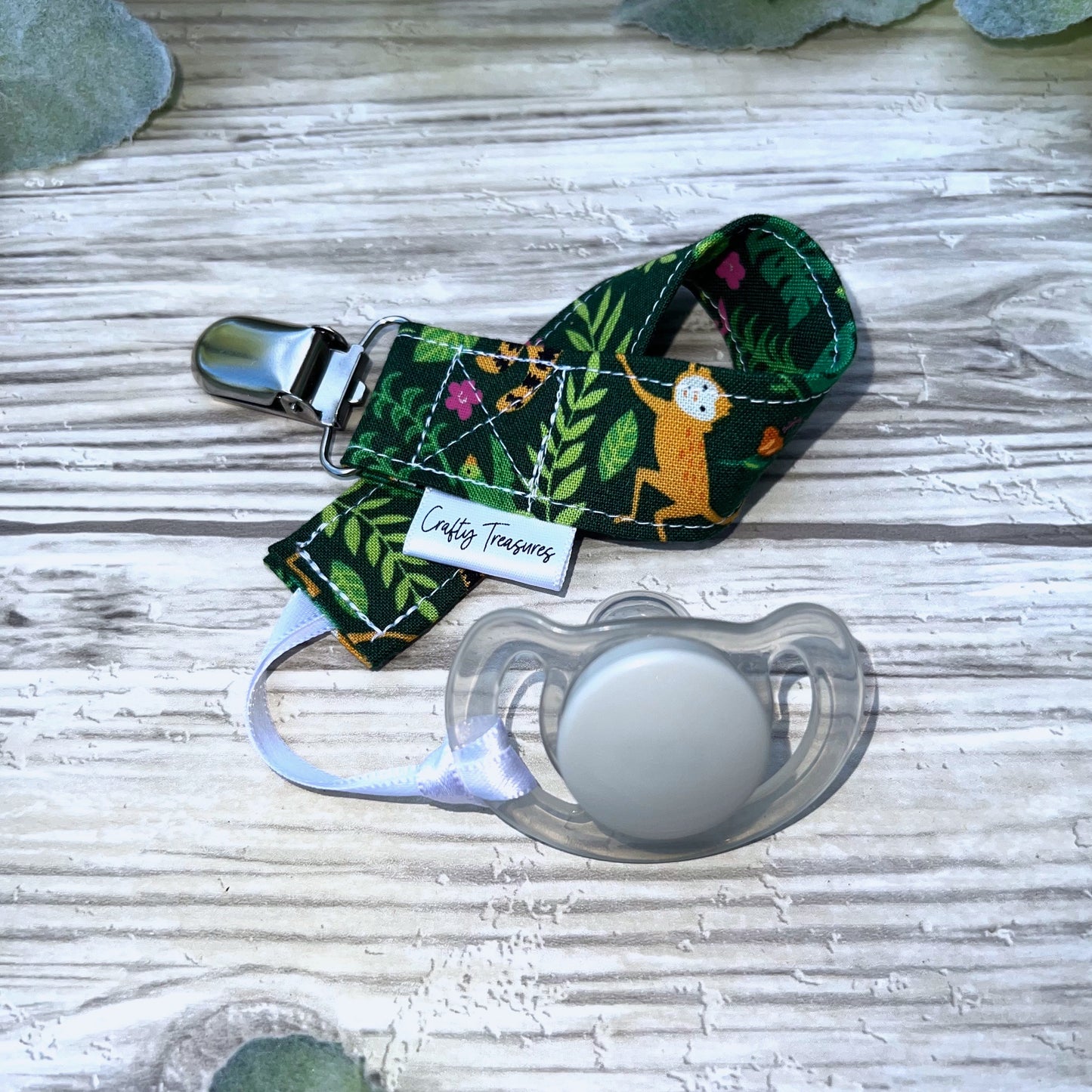 Jungle Green Pacifier Clip