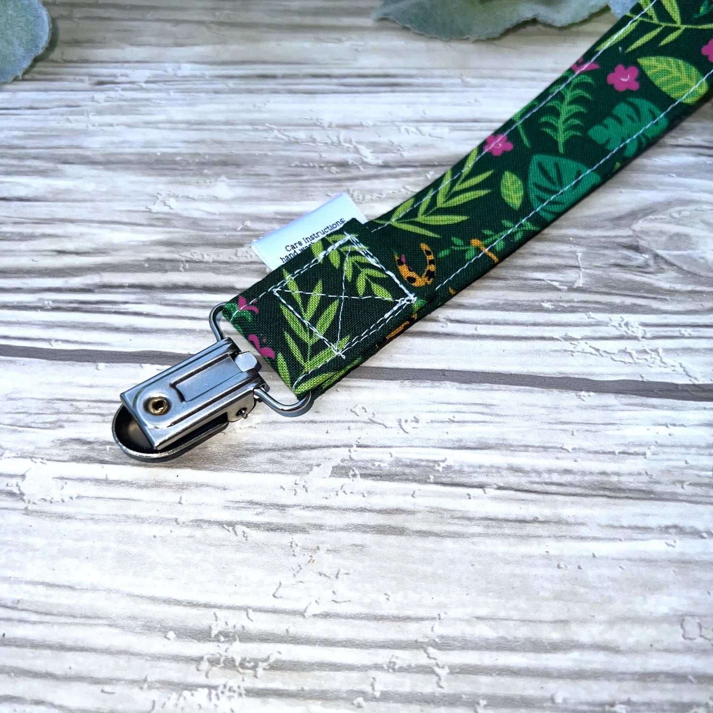 Jungle Green Pacifier Clip