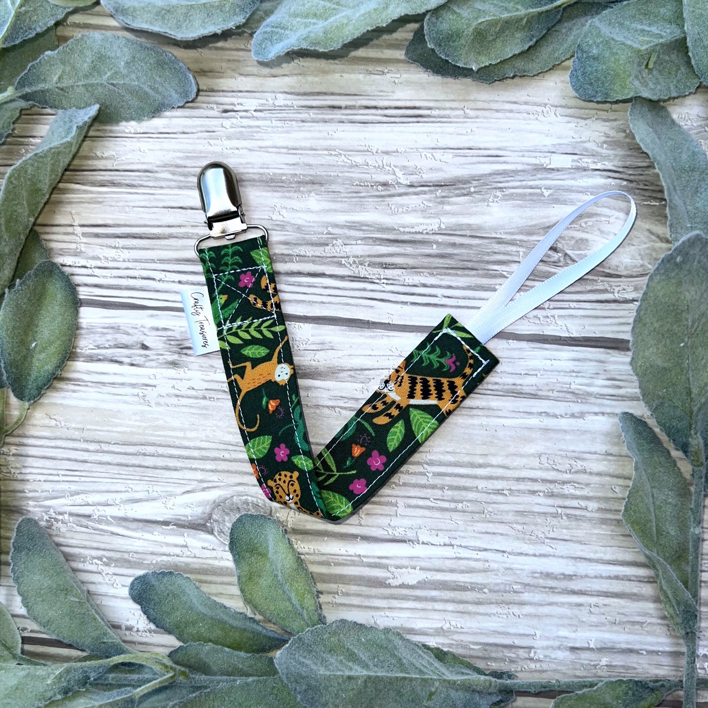 Jungle Green Pacifier Clip