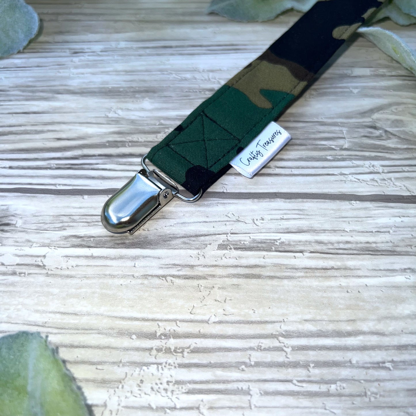 Green Camo Pacifier Clip