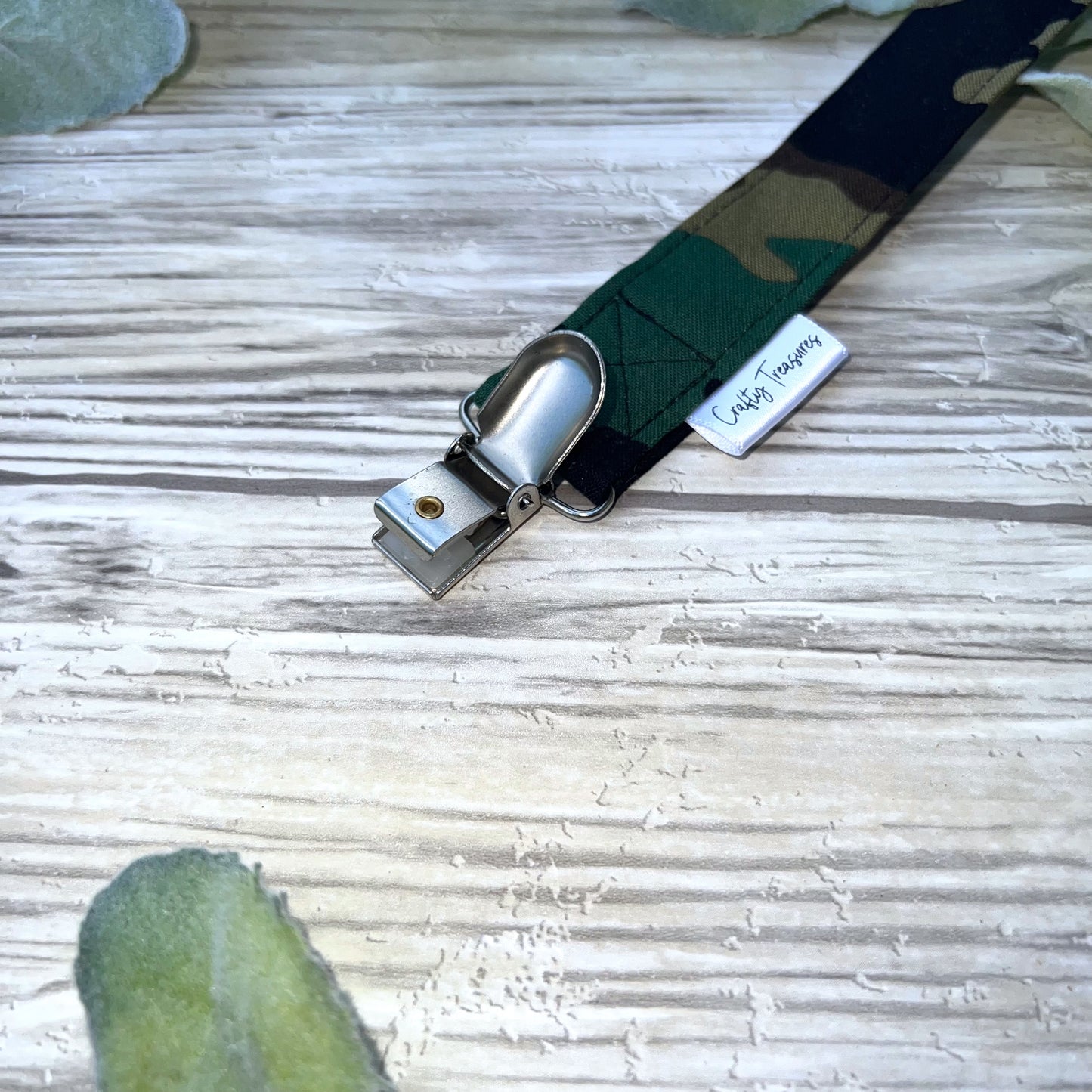 Green Camo Pacifier Clip