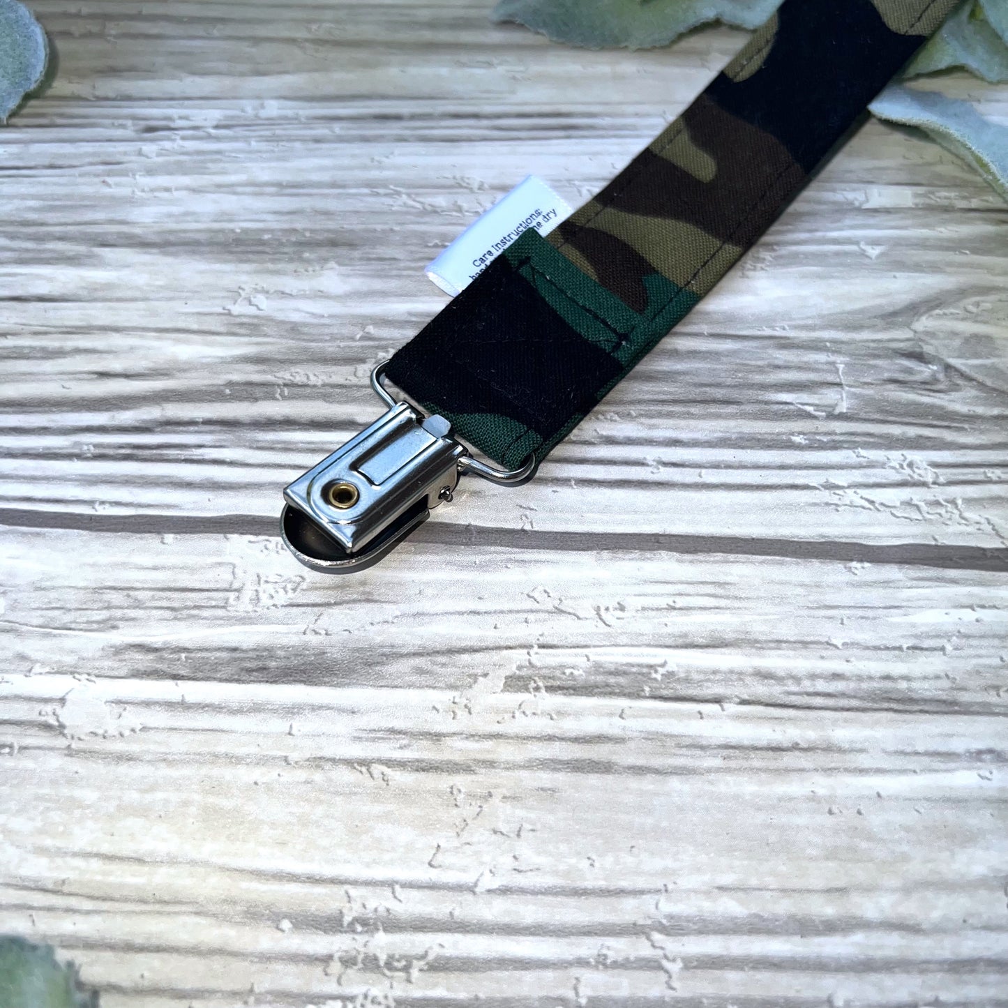 Green Camo Pacifier Clip