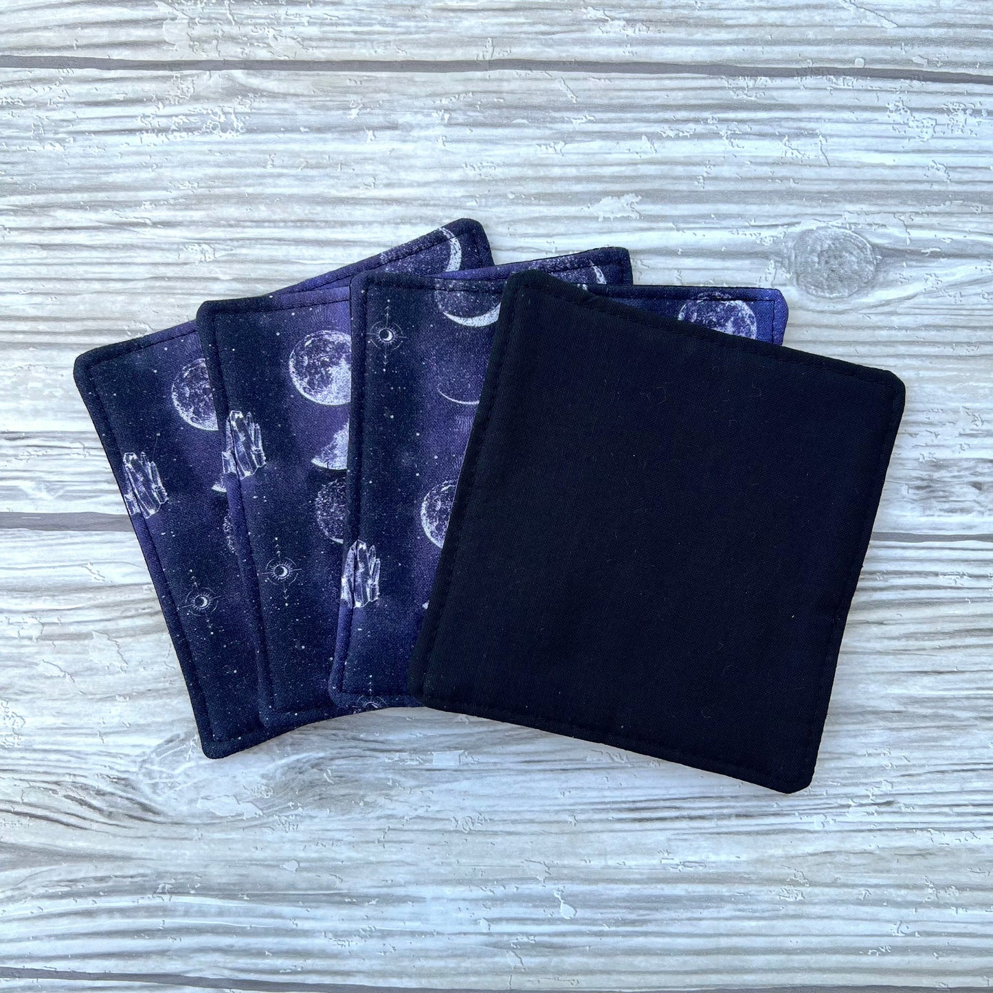 Moon Phases And Crystals Halloween Fabric Coaster Set