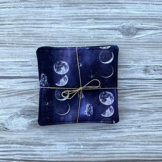 Moon Phases And Crystals Halloween Fabric Coaster Set