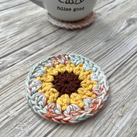 Sunlit Seafoam Sunflower Coaster