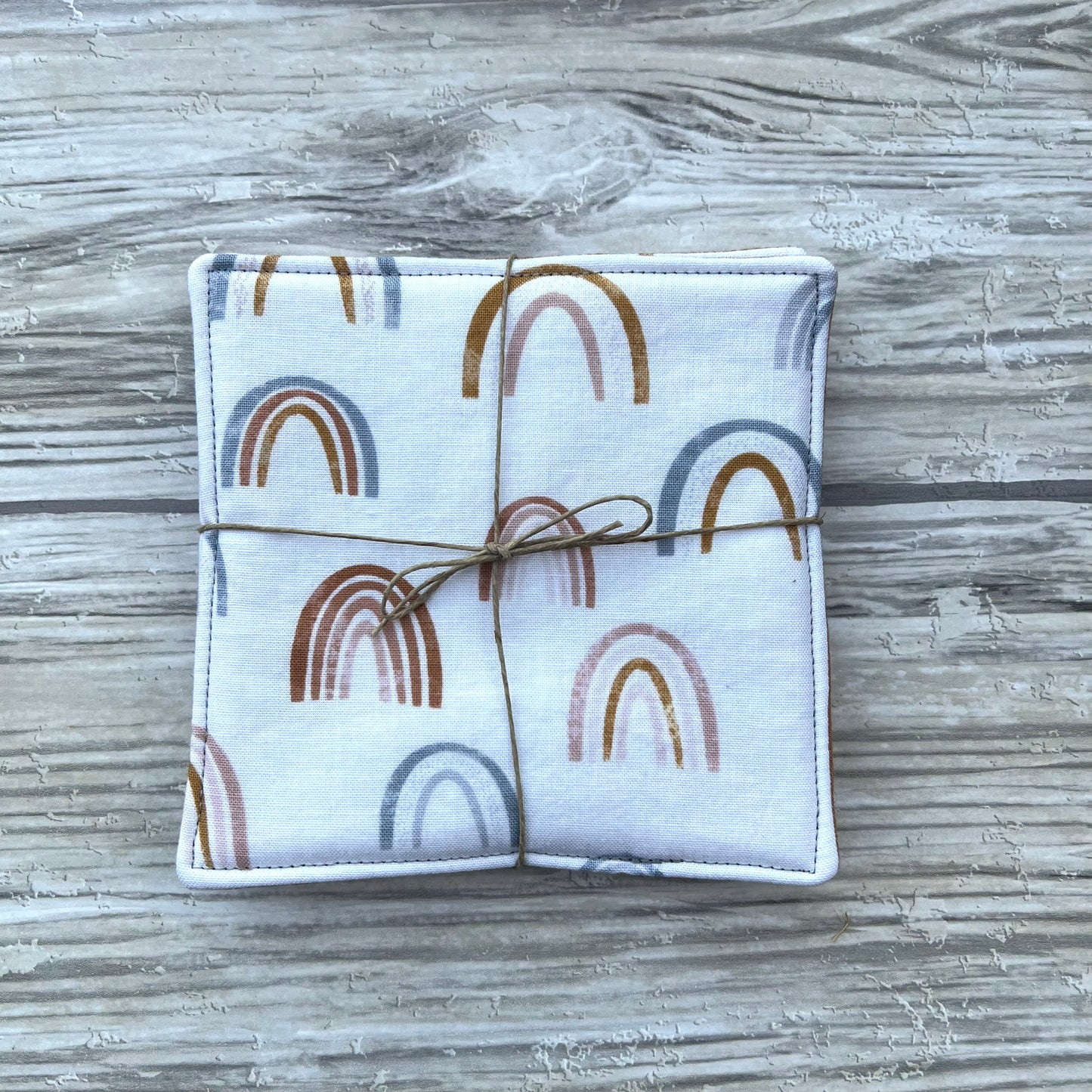 Muted Rainbow Fabric Coaster Set