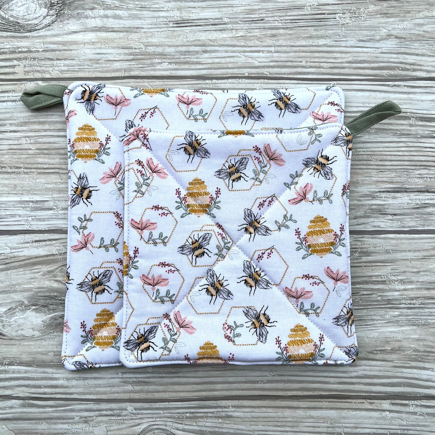 Embroidered Bees Pot Holder