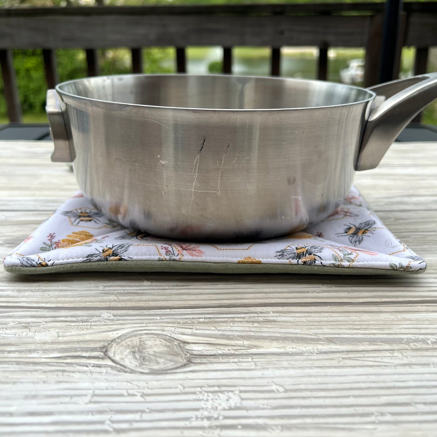 Embroidered Bees Pot Holder