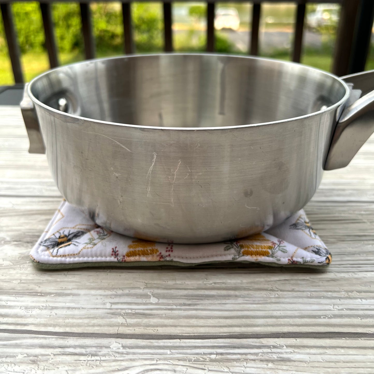 Embroidered Bees Pot Holder