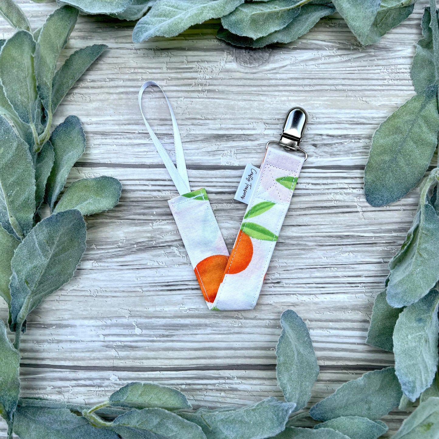 Sweet Clementines Pacifier Clip