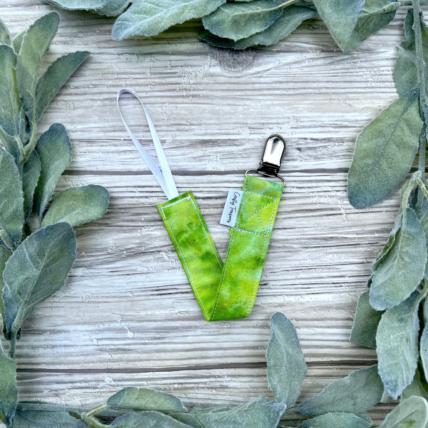 Lime Tie Dye Pacifier Clip