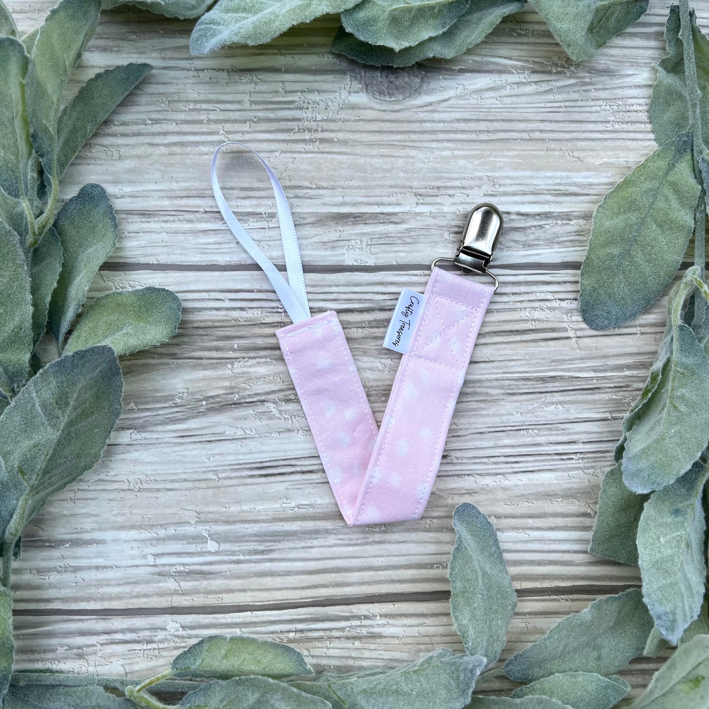 Baby Pink Splotches Pacifier Clip