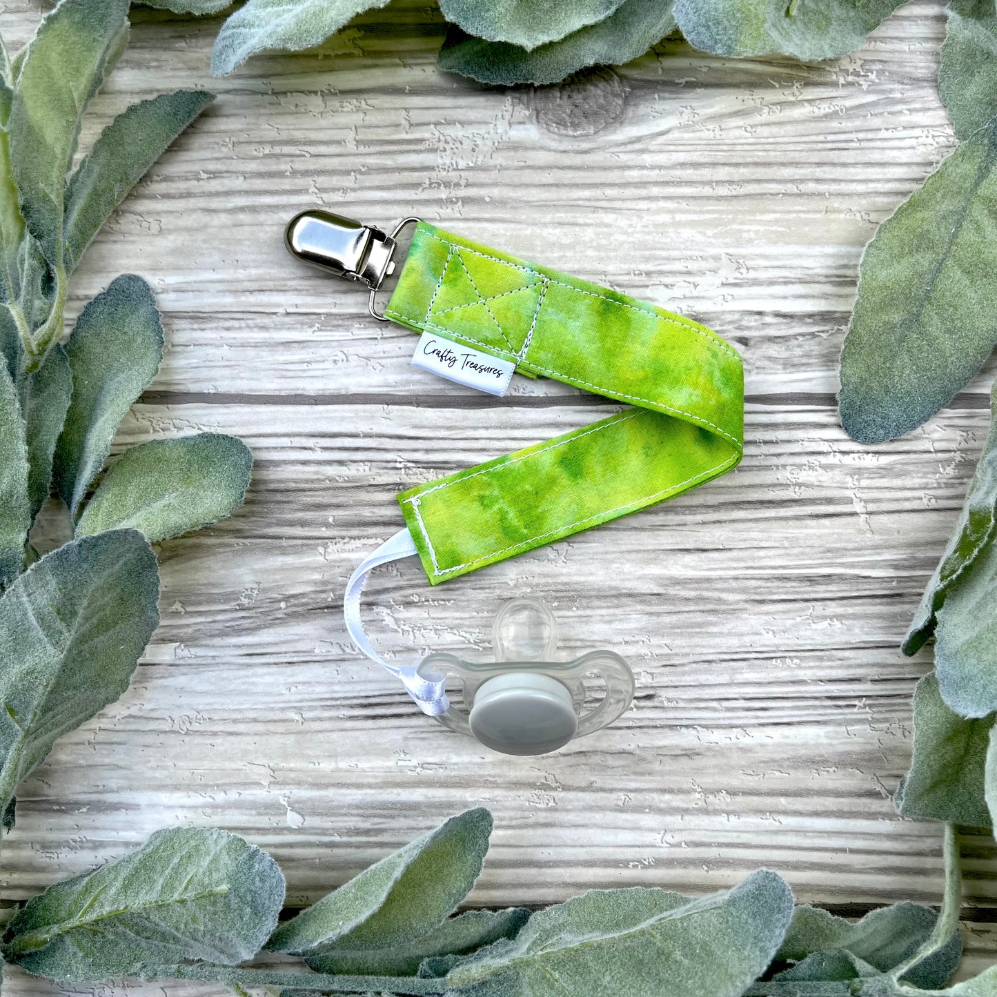 Lime Tie Dye Pacifier Clip