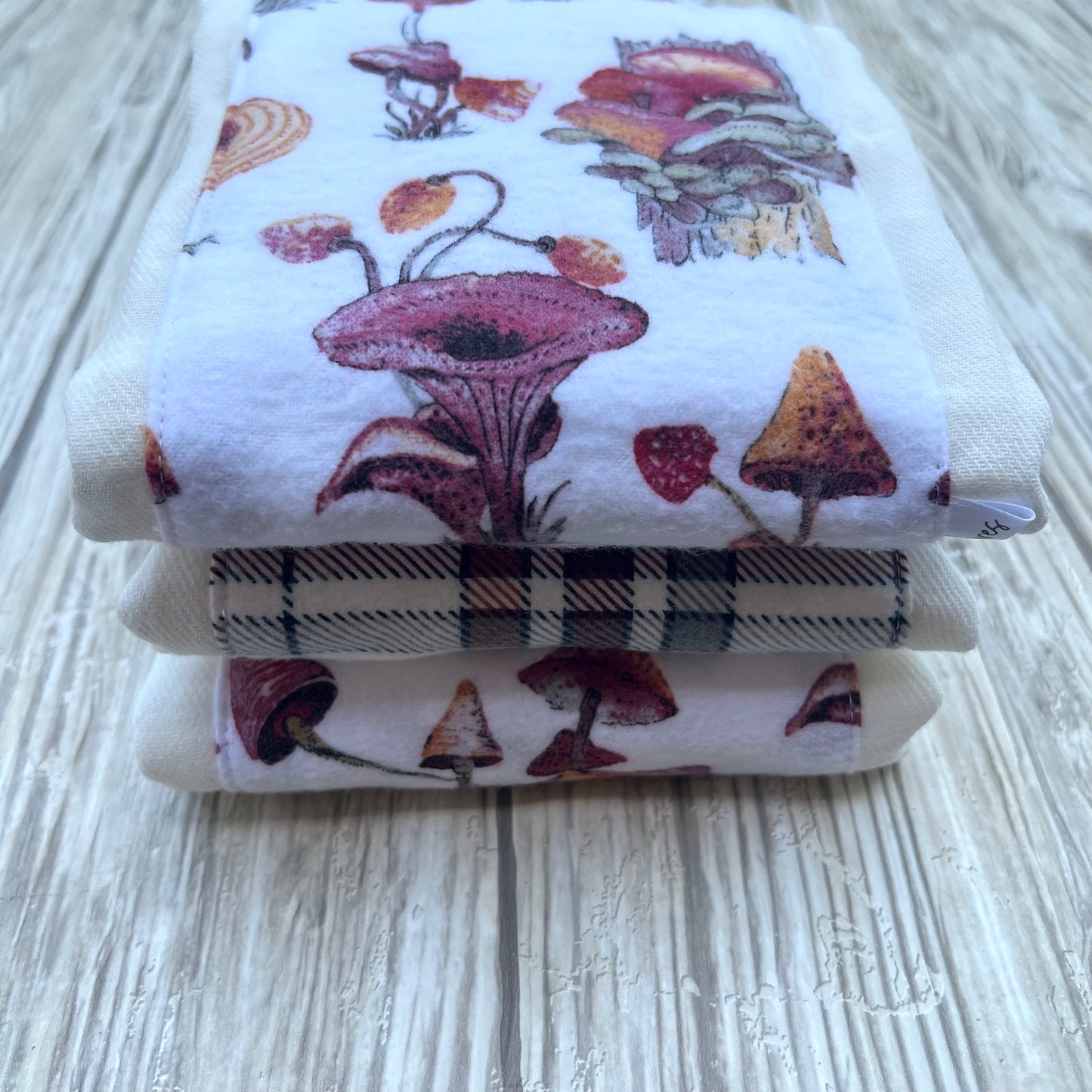 Red & Orange Mushrooms Burp Cloth Set