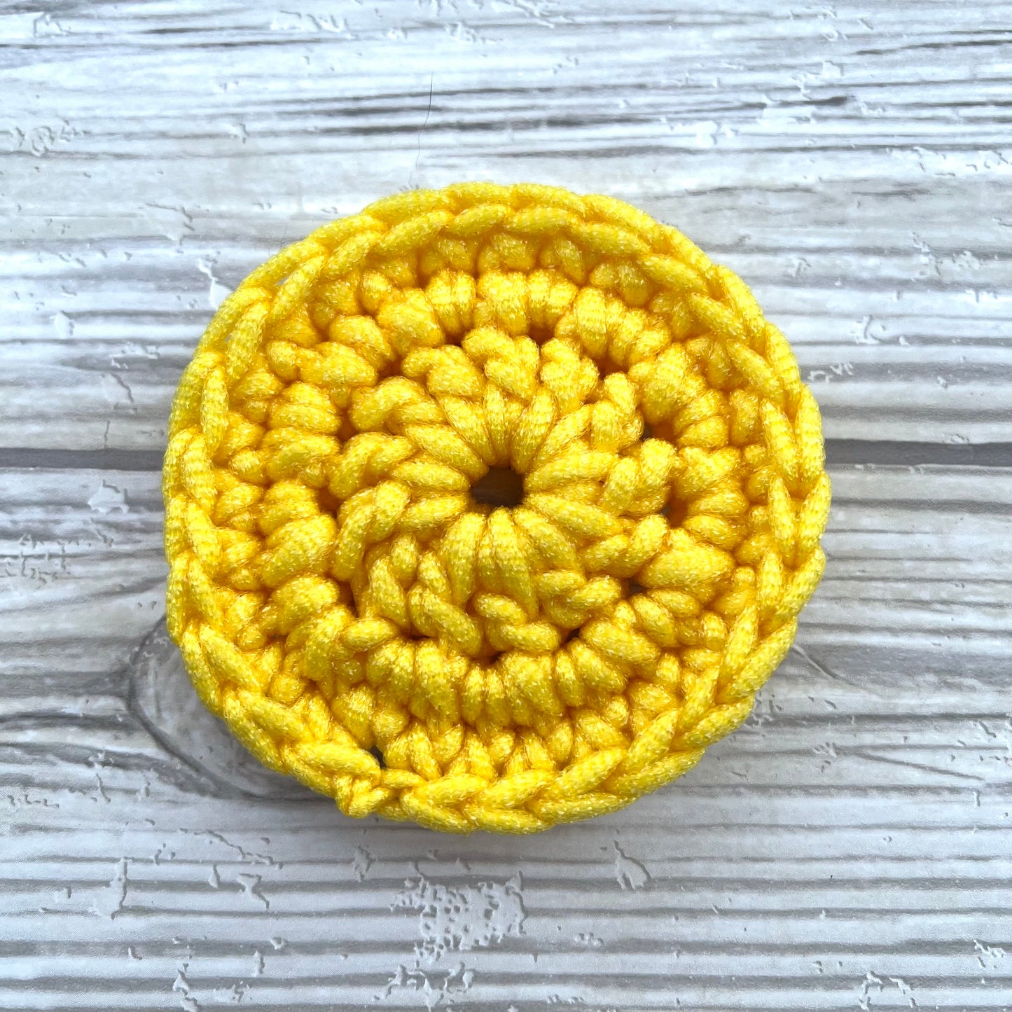 Yellow Nylon Crocheted Dish Scrubby