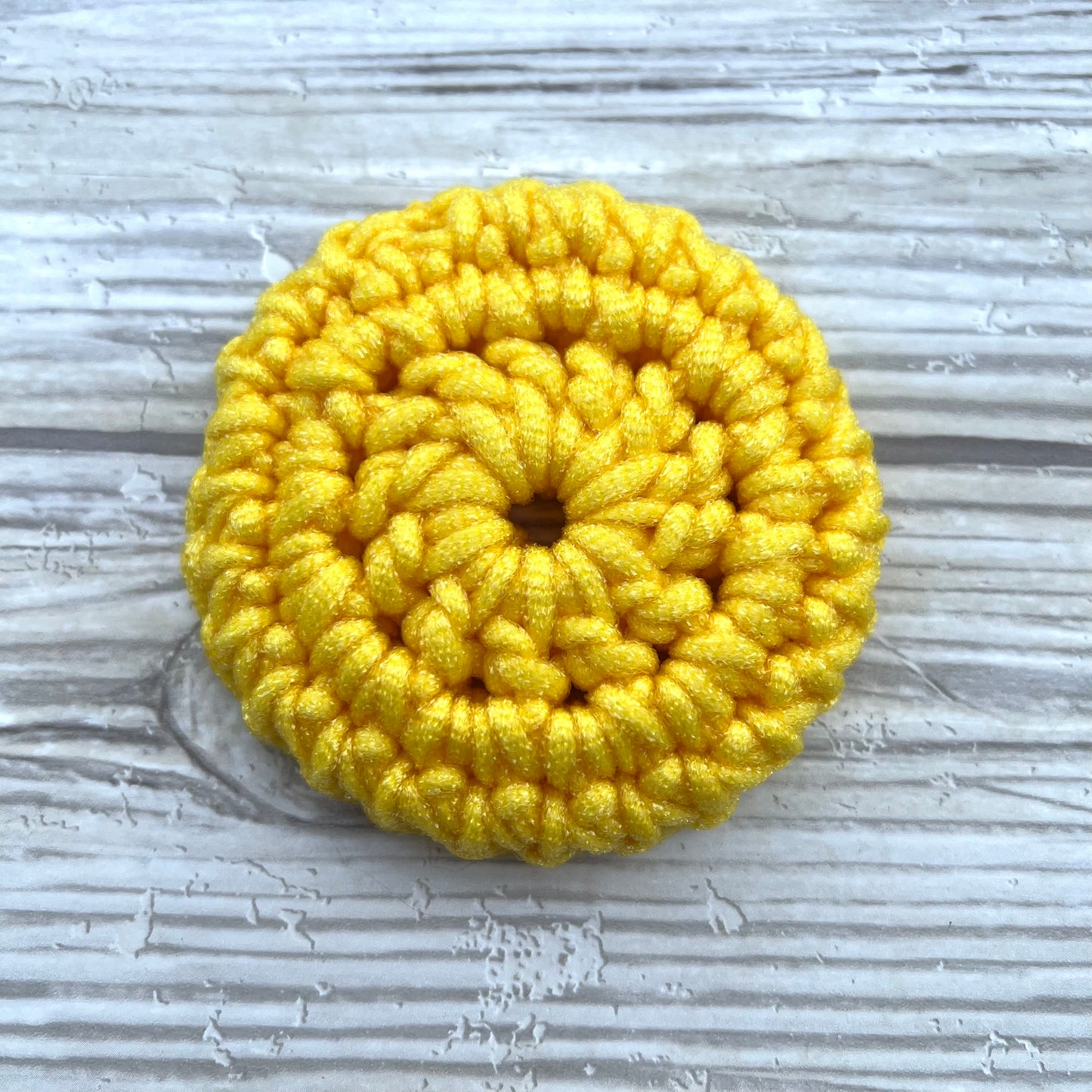 Yellow Nylon Crocheted Dish Scrubby