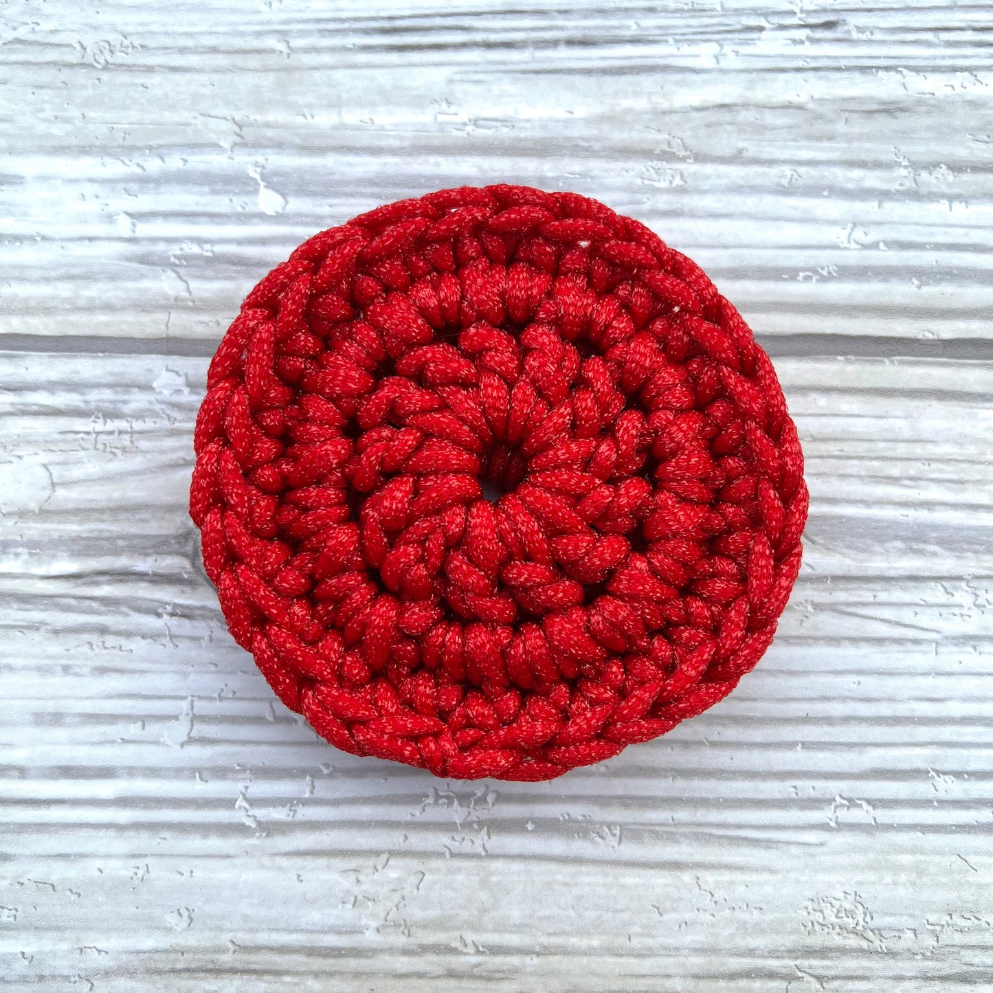 Red Nylon Crocheted Dish Scrubby