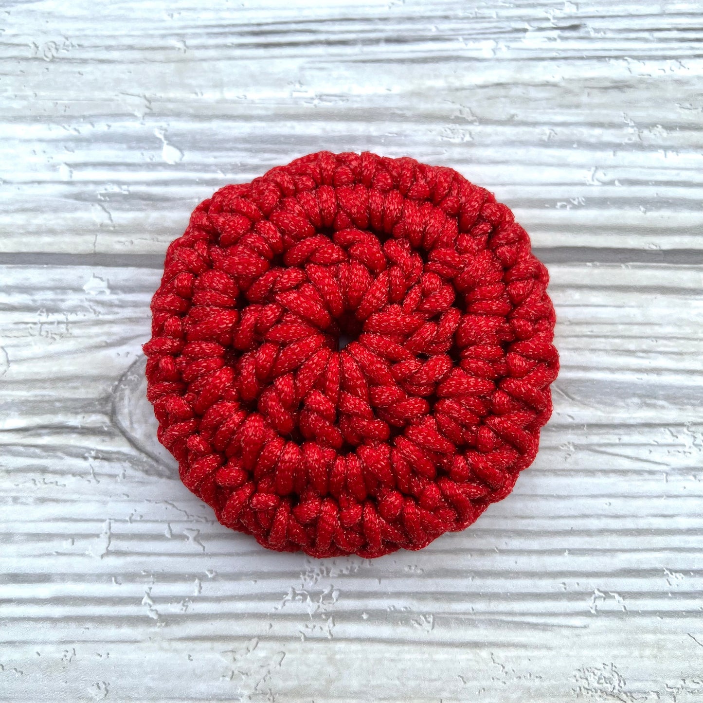 Red Nylon Crocheted Dish Scrubby