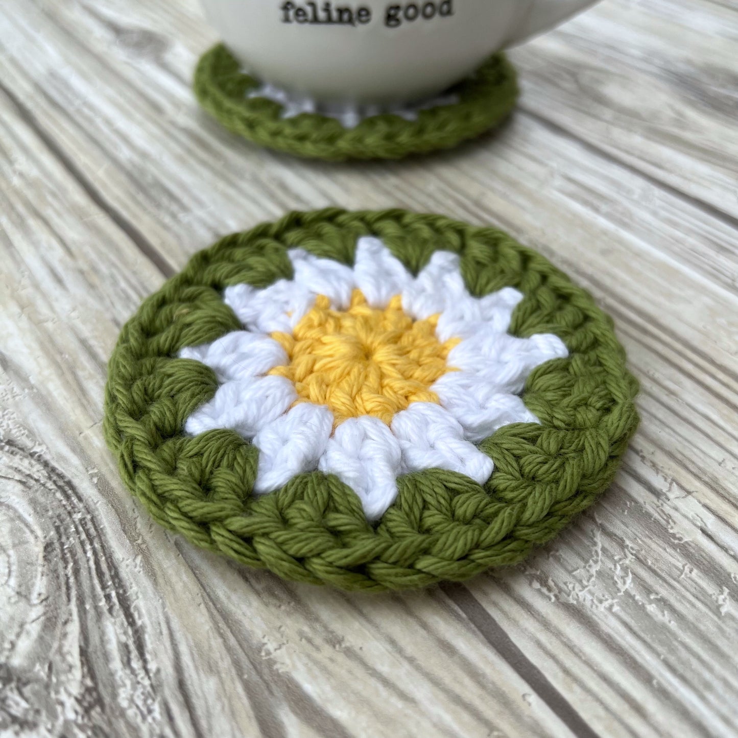 Sage Green Daisy Coaster